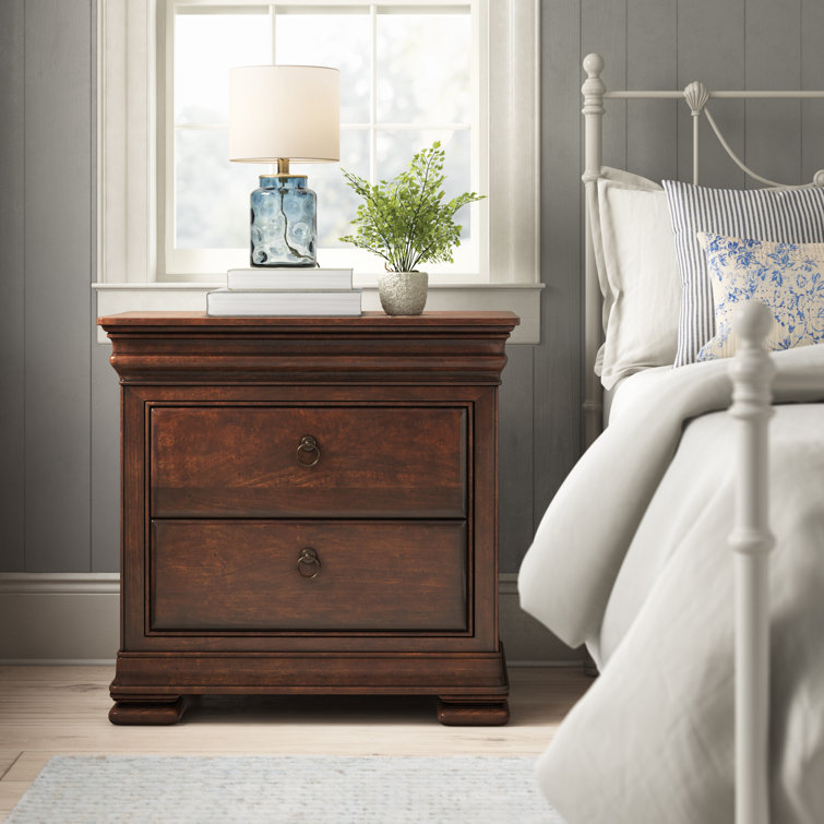 2 drawer deals solid wood nightstand